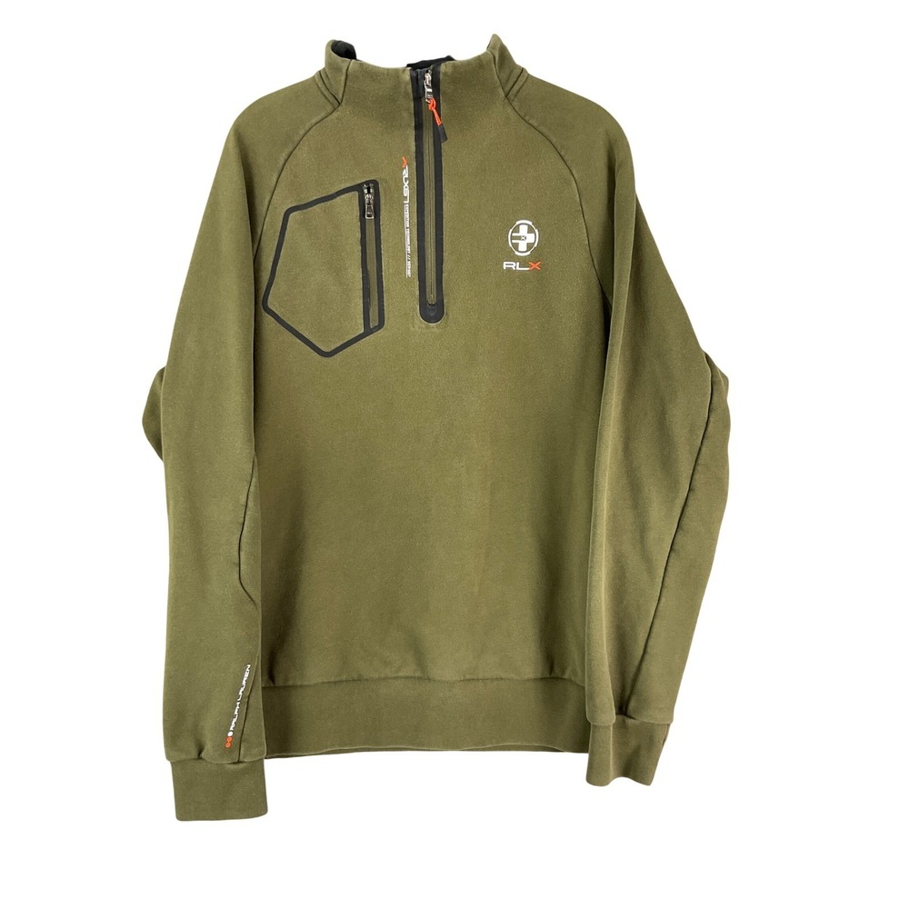 RLX Ralph Lauren Pullover Mens XL Olive Green 1/4 Zip Expedition Tech Fleece